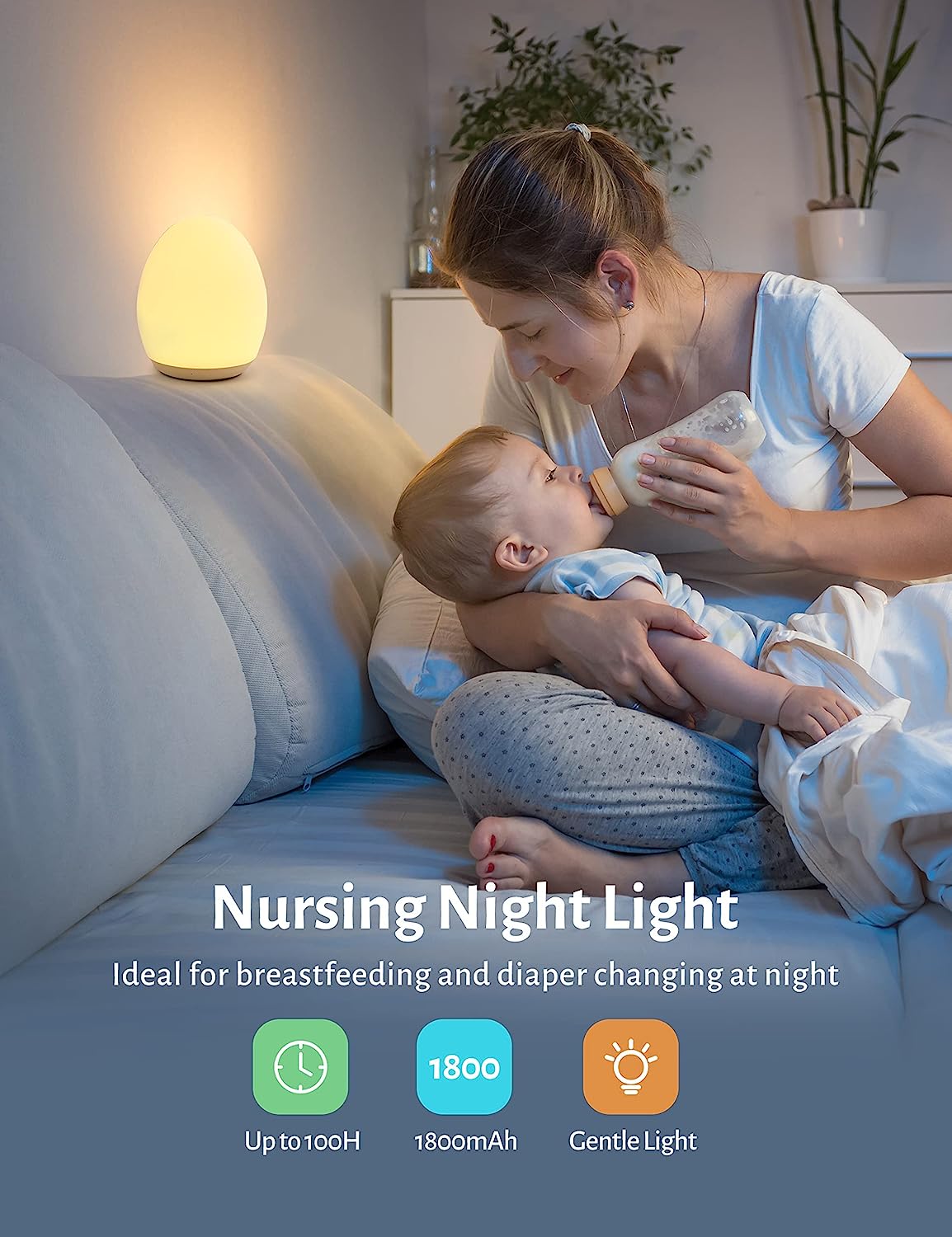 Night Light for Kids, Baby Night Light with 8 Color Changing Mode & Dimming Function