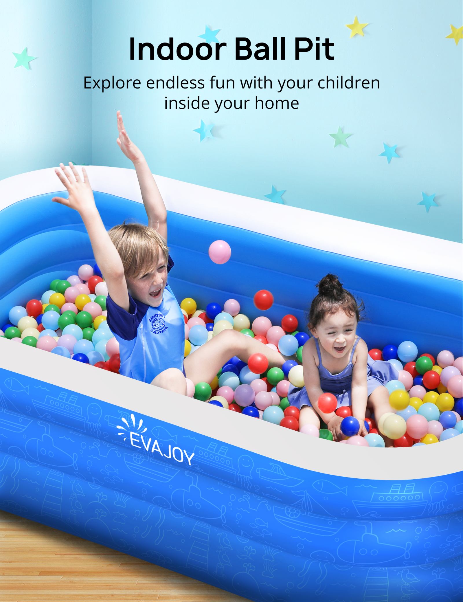 EVAJOY Inflatable Pool, 92×56×20in for Toddlers, Kids, Adults