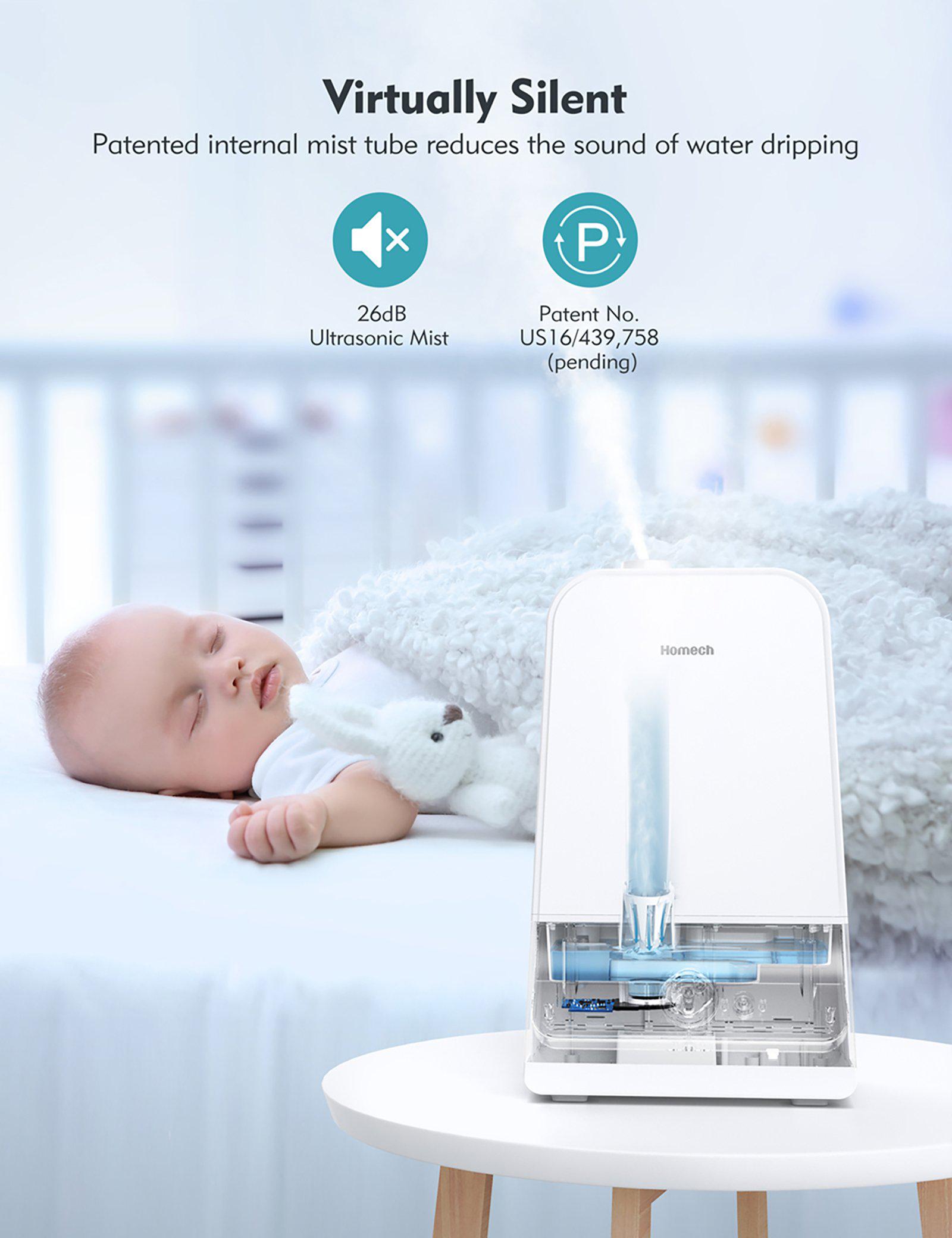 Cool Mist Humidifier 6L, 26dB Quiet Ultrasonic Humidifiers for Large Bedroom Babies Adults-TaoTronics