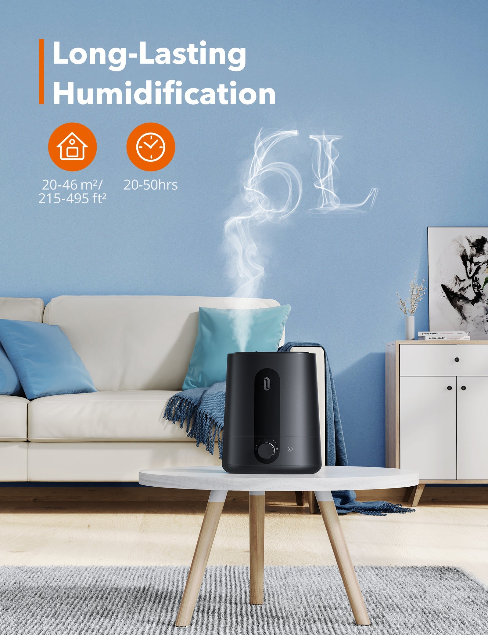 6L Cool Mist Humidifier 049,1.6 Gal Top Fill Humidifiers Ultrasonic Quiet
