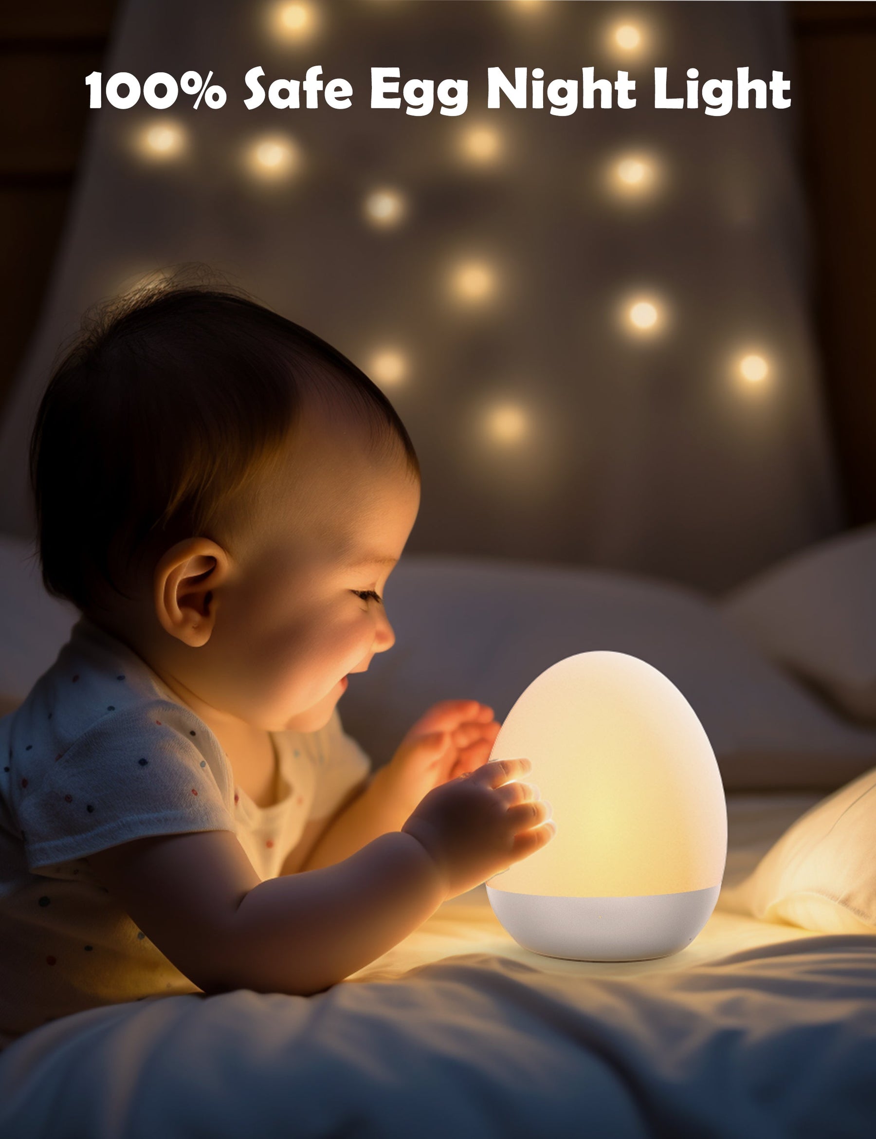 JolyWell Baby Night Light for Kid, Portable Egg Nightlight with Stable Charging Pad, Touch Nursery Night Lamp for Breastfeeding