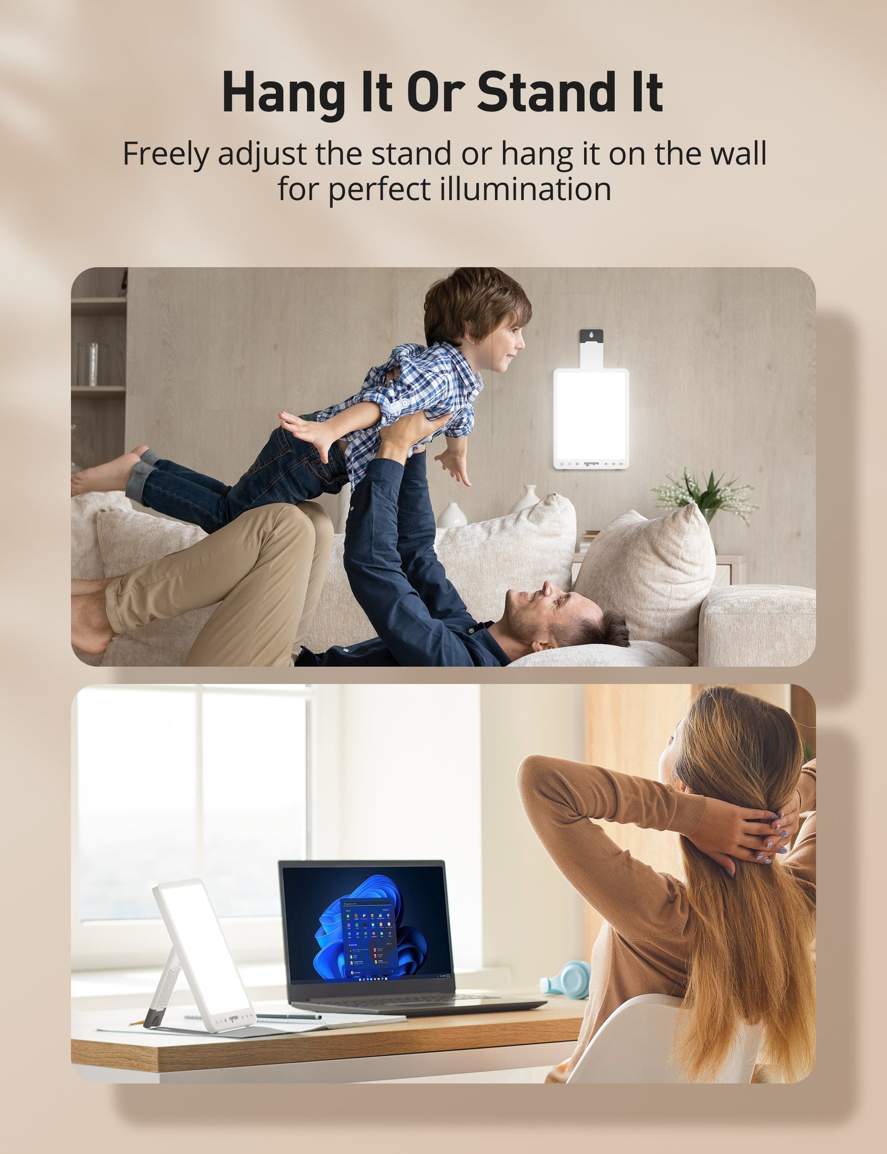 Sympa 10,000 Lux Therapy Light CL033, With 3 Settings-Light Therapy Lamps-ParisRhone