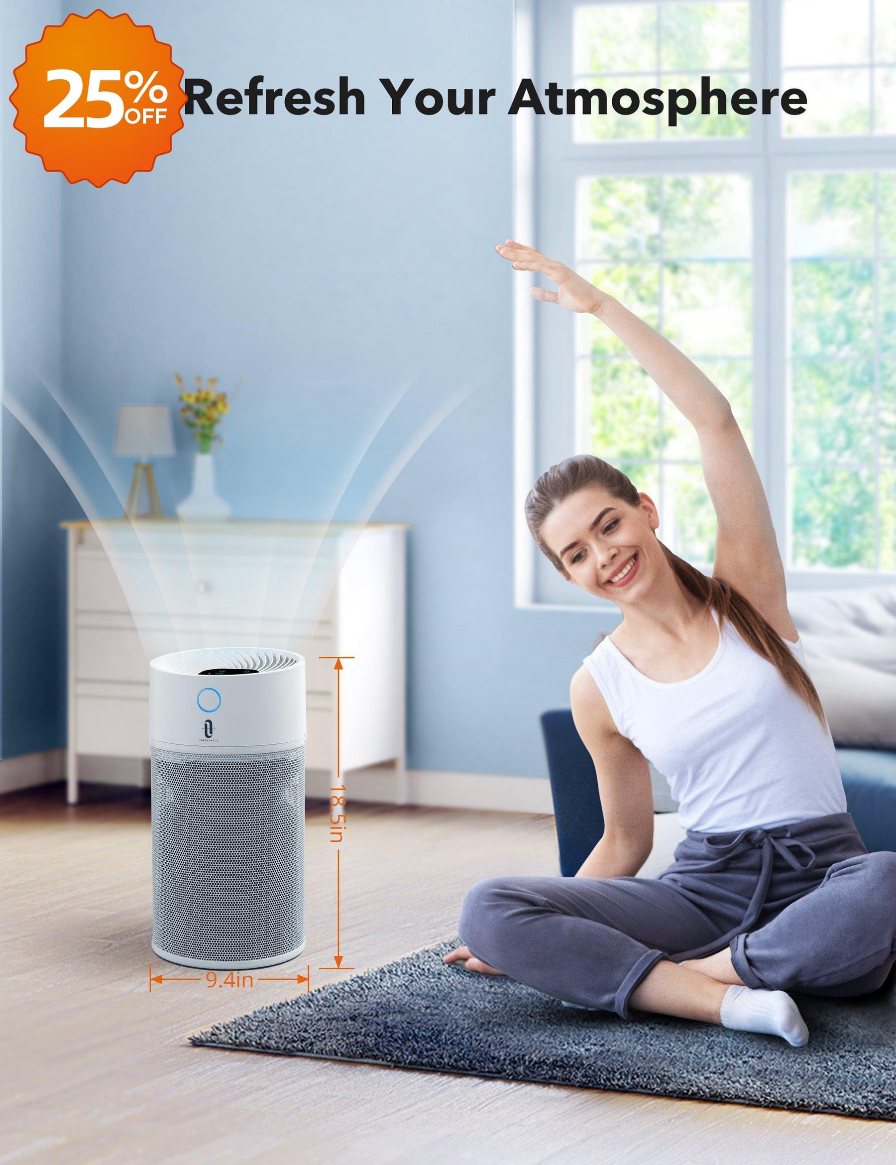 Air Purifier 008, for Large Room H13 True HEPA Air Filter, Remove 99.97% Smoke