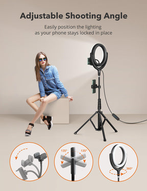 10" LED Ring Light with Tripod Stand Fill Light 3 Color Temperatures and 10 Brightness Levels-TaoTronics