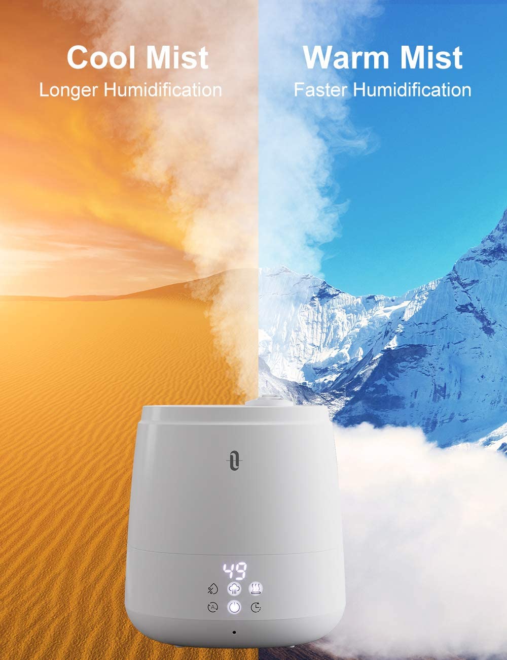 6L Humidifiers 046, Warm and Cool Mist Large Capacity Ultrasonic Humidifier